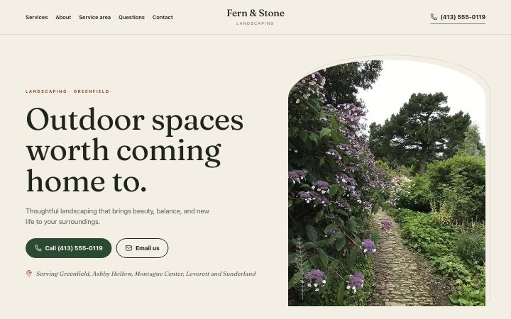 Fern & Stone Landscaping example website